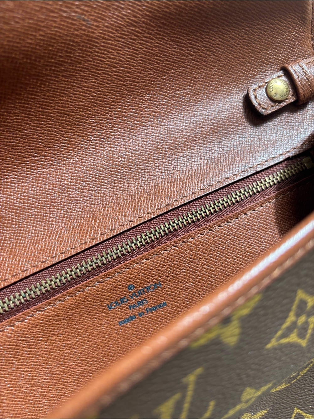 Louis Vuitton Bordeaux Monogram Crossbody Purse Brown Tan Trim Vintage with Box - Picture 3 of 15